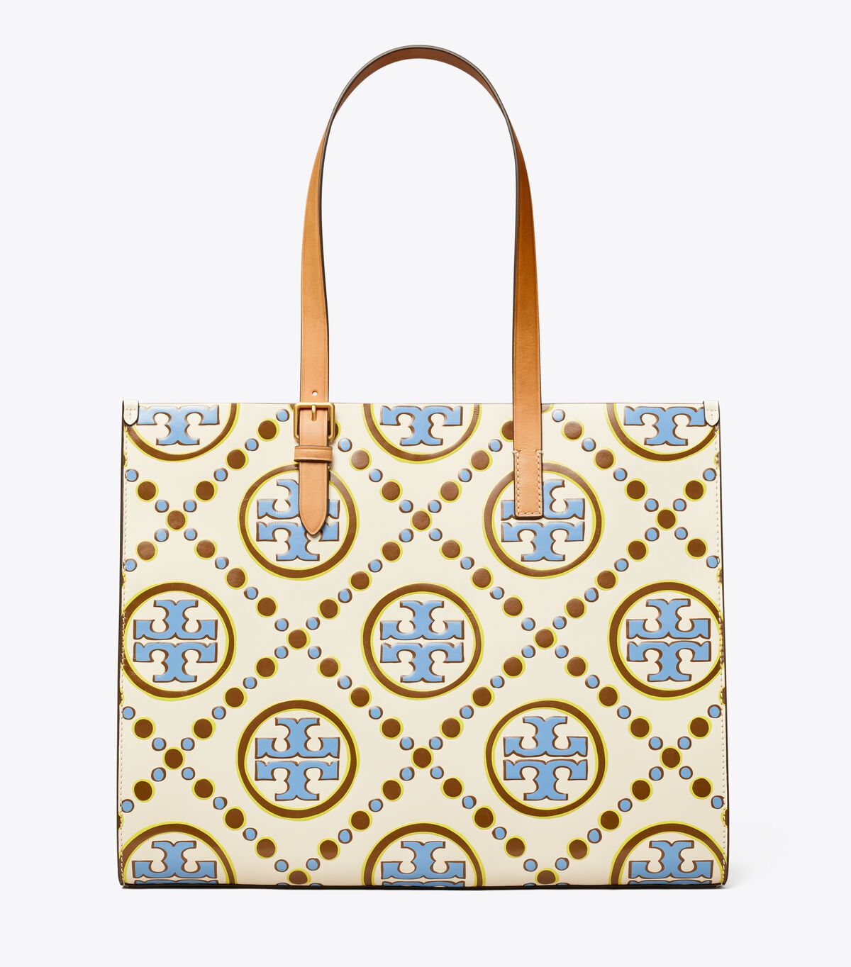Tory Burch White / Blue T Monogram Tote Bags