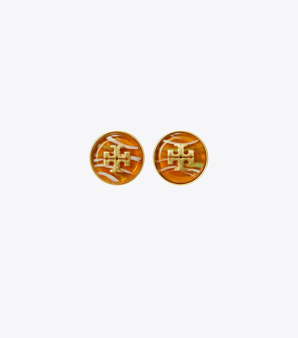 Tory Burch Gold / Orange / Multicolor Roxanne Marble Stud Earrings