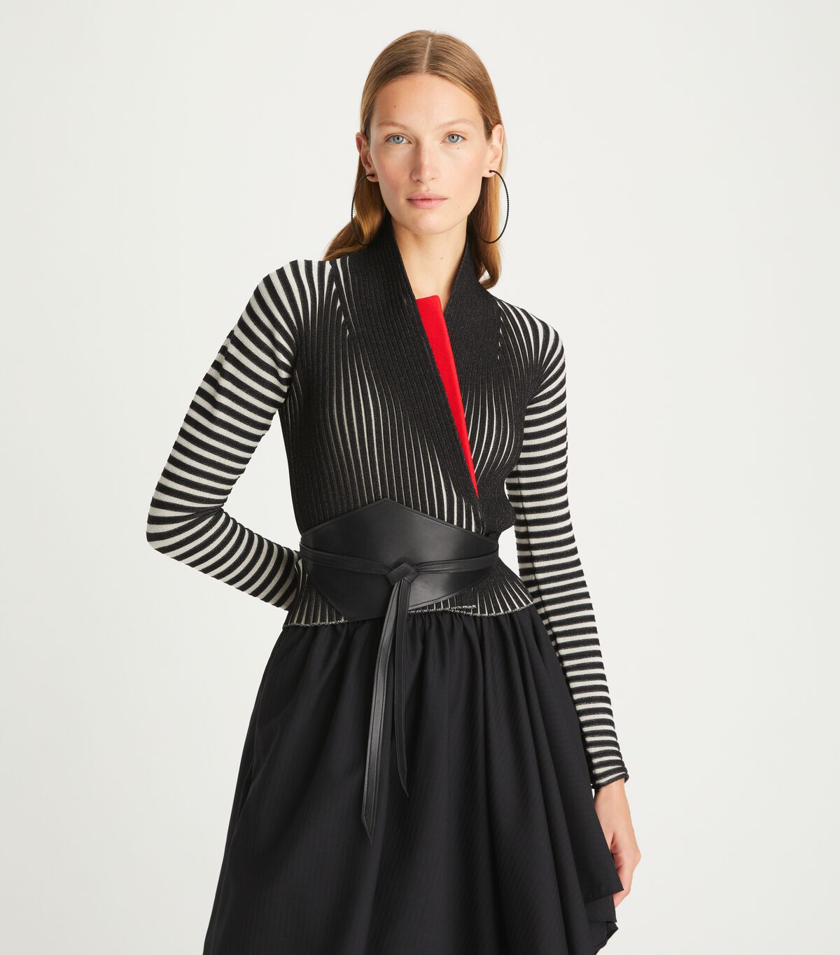 Tory Burch Black / Flower Plaited Rib Shawl Cardigan