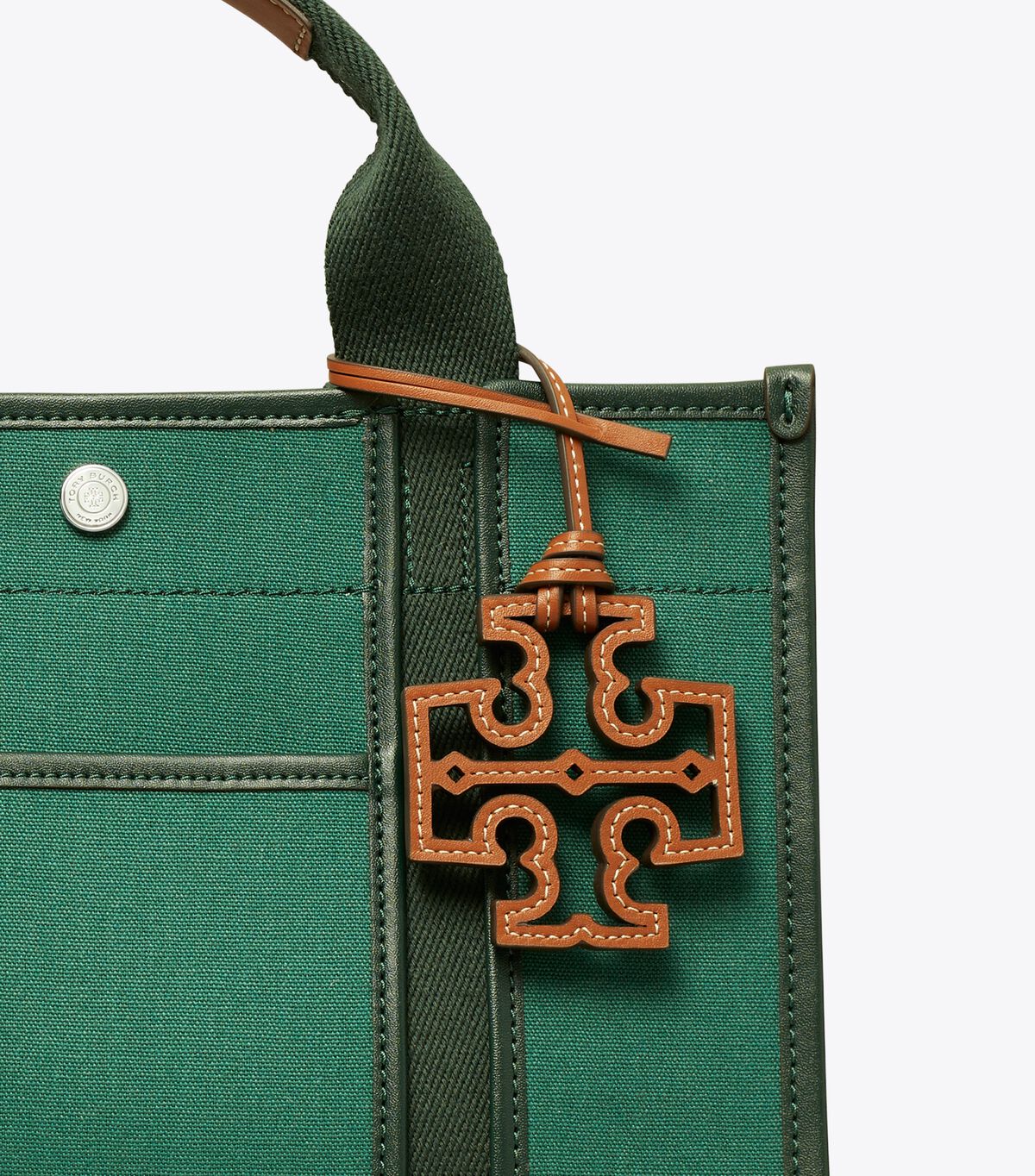 Tory Burch Deep Green Small Twill Tory Tote Bags