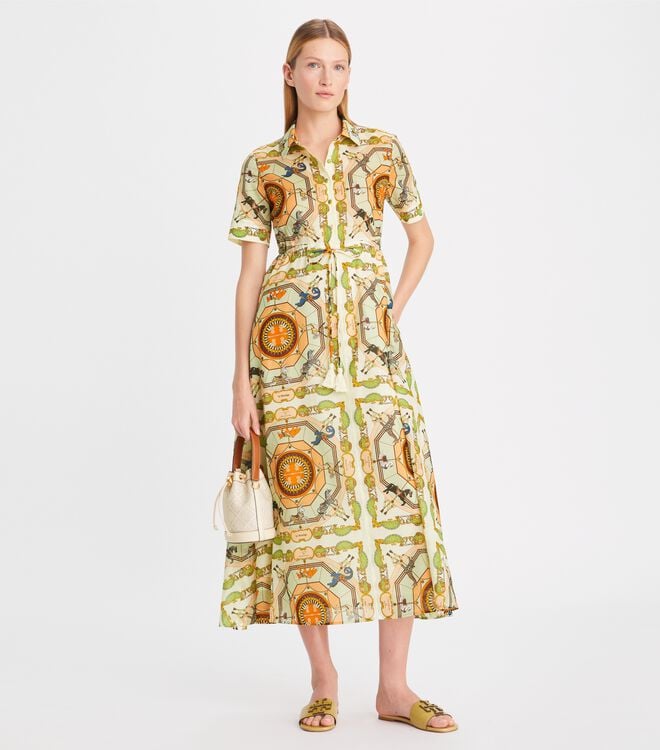 Tory Burch Cream Printed Cotton Dress