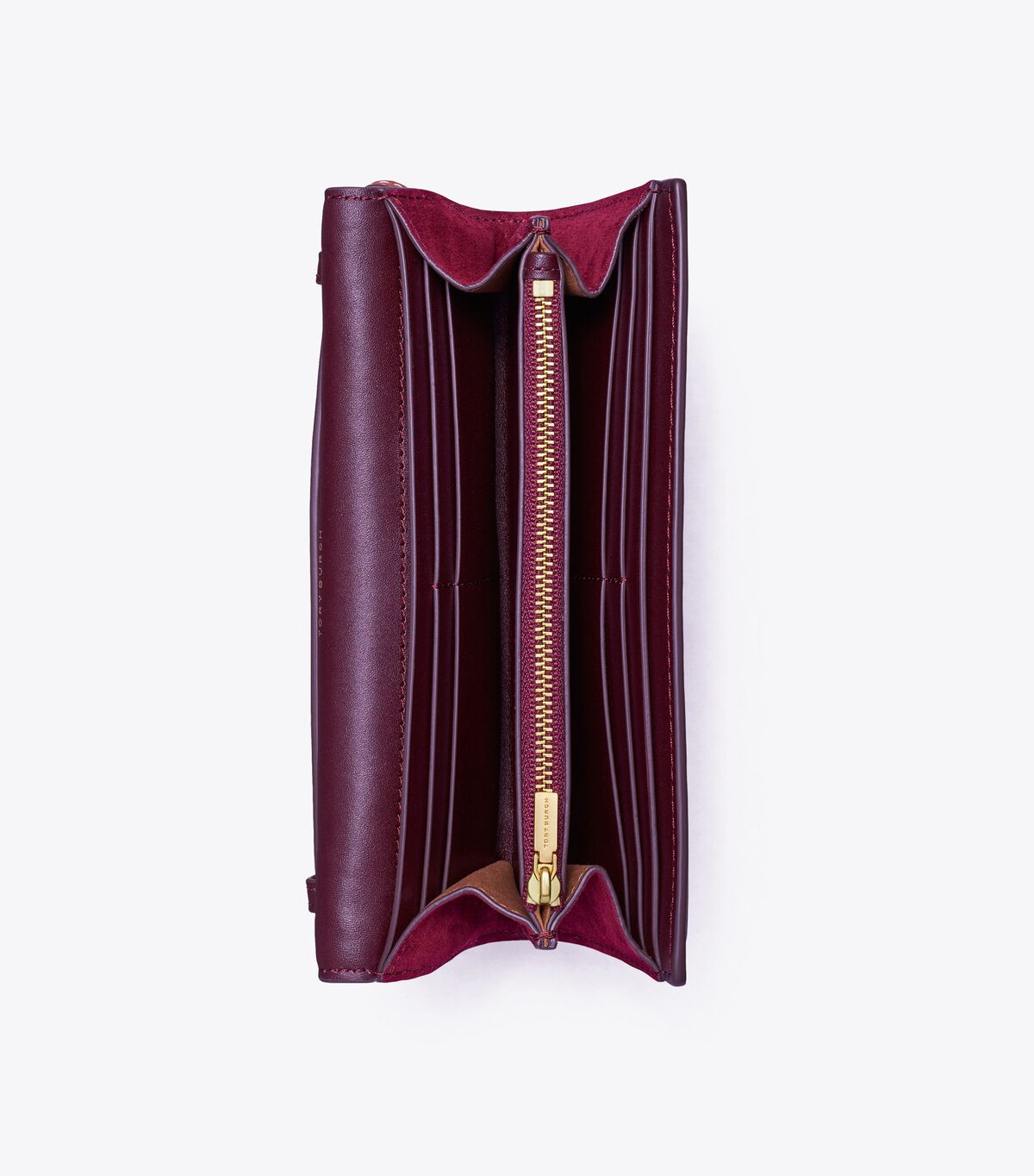 Tory Burch Burgundy T Monogram Patent Crossbody Bags