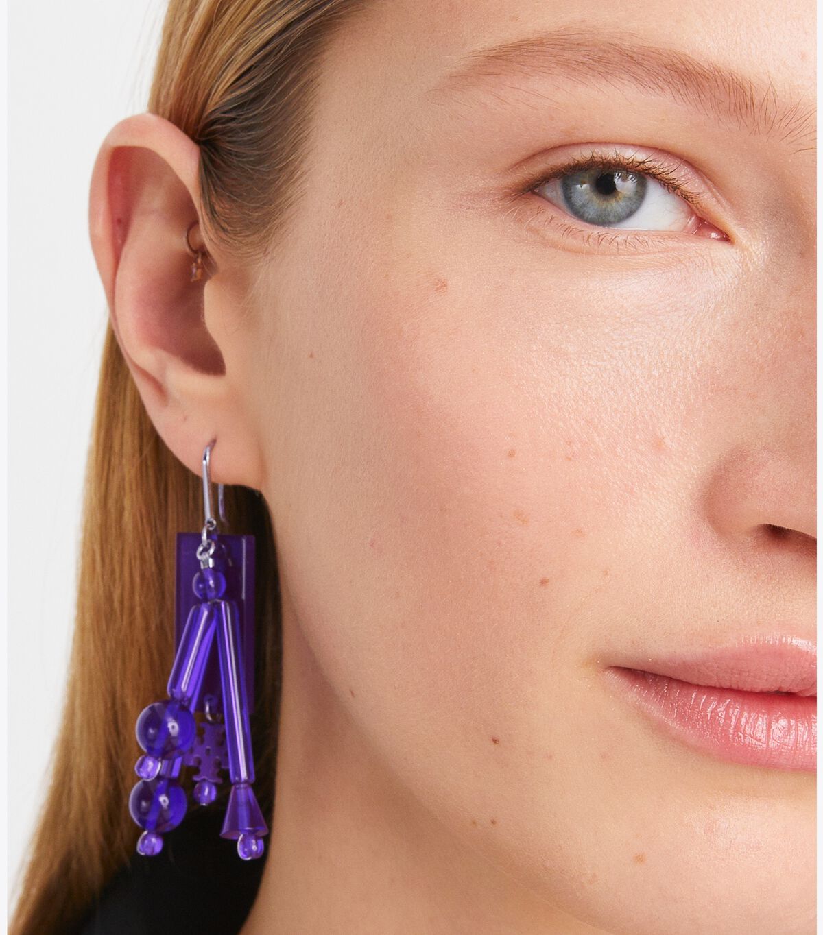 Tory Burch Silver / Purple Beaded Tassel Earrings