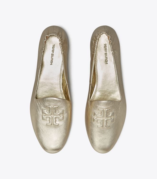 Tory Burch Gold Smoking Slippers