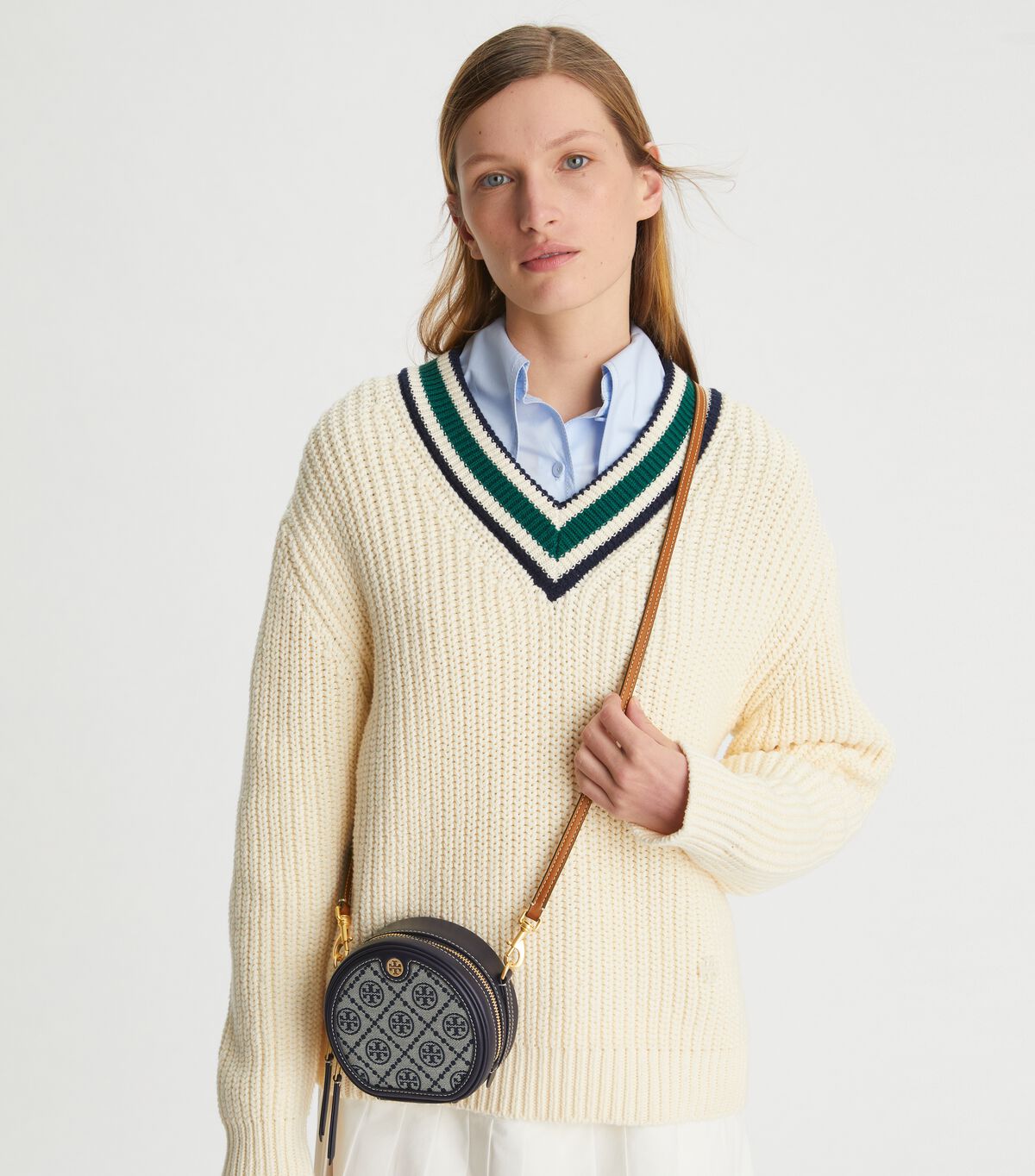 Tory Burch Navy T Monogram Jacquard Mini Bag