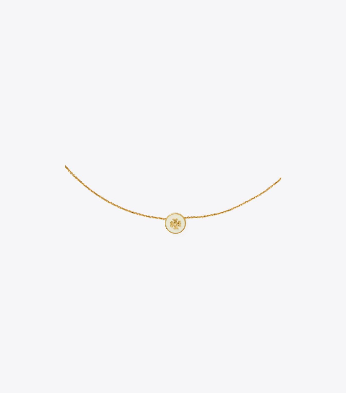 Tory Burch Gold / White Kira Enamel Pendant Necklace