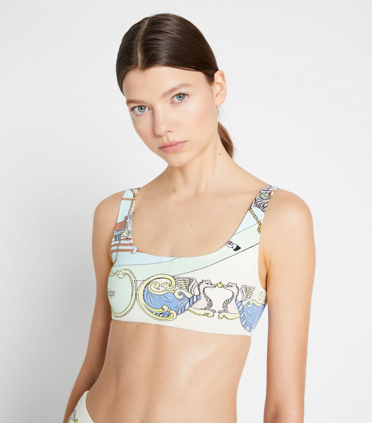 Tory Burch Blue Printed Scoop-back Bras