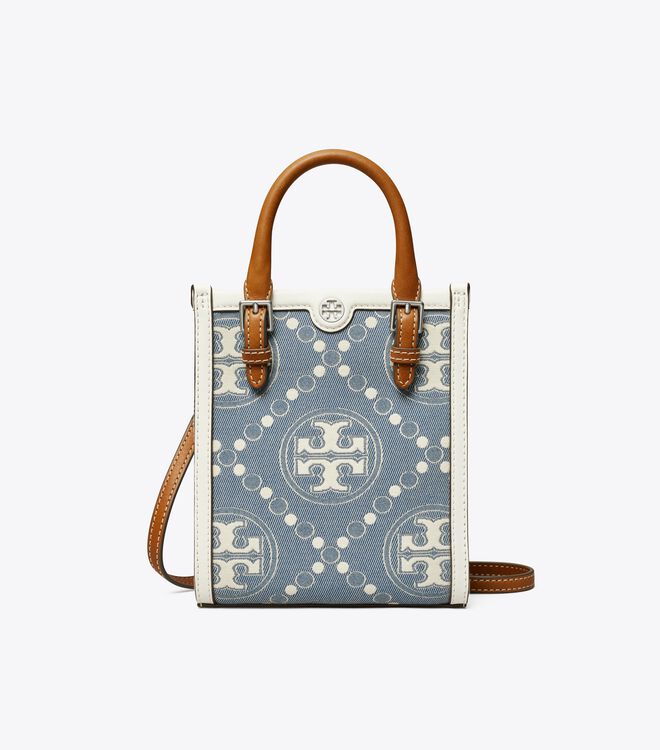 Tory Burch Blue T Monogram Denim Mini Bag