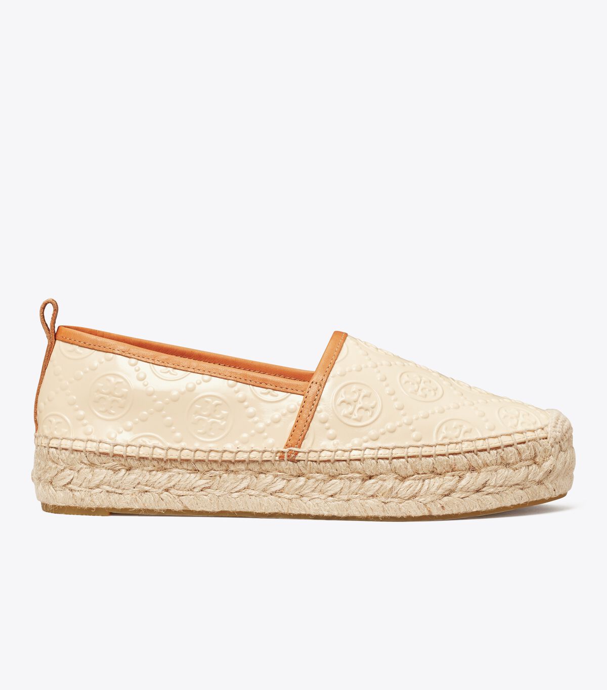 Tory Burch Cream / Brown T Monogram Platform Espadrille