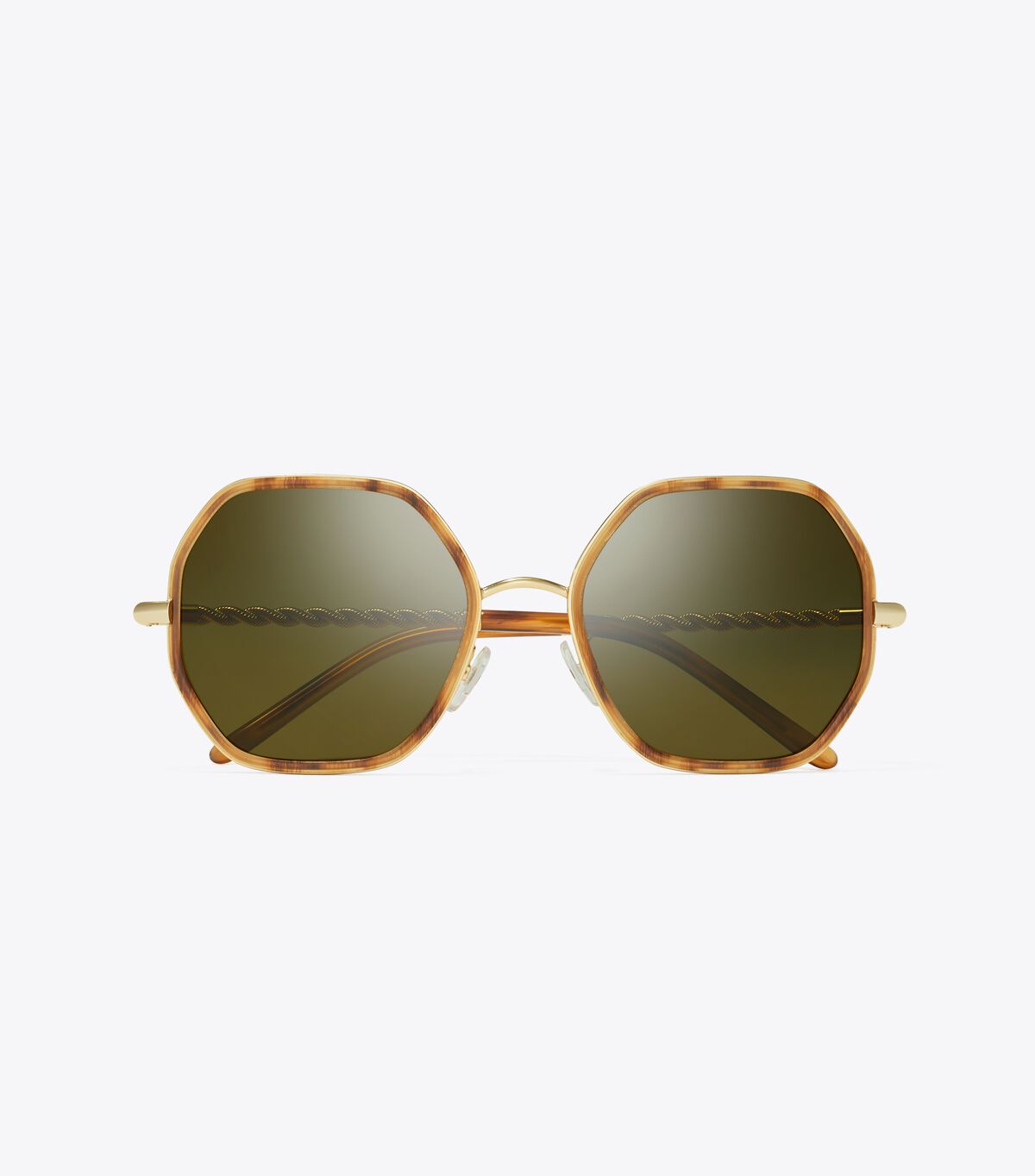 Tory Burch Orange / Brown Eleanor Chain Geometric Sunglasses