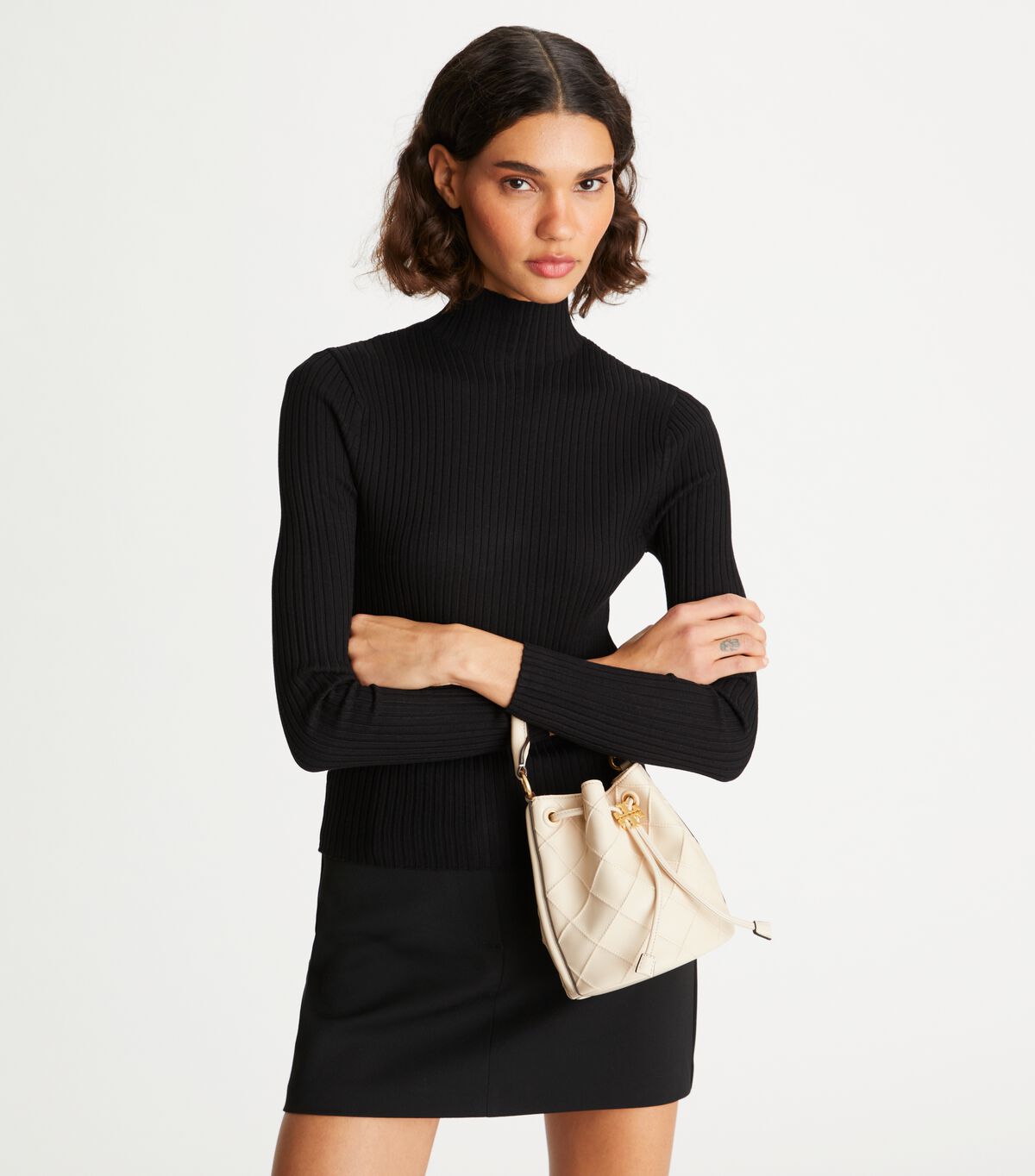 Tory Burch Cream Small Fleming Soft Bucket Bags