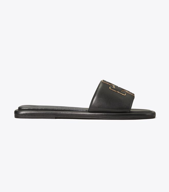 Tory Burch Black / Gold Double T Sandals