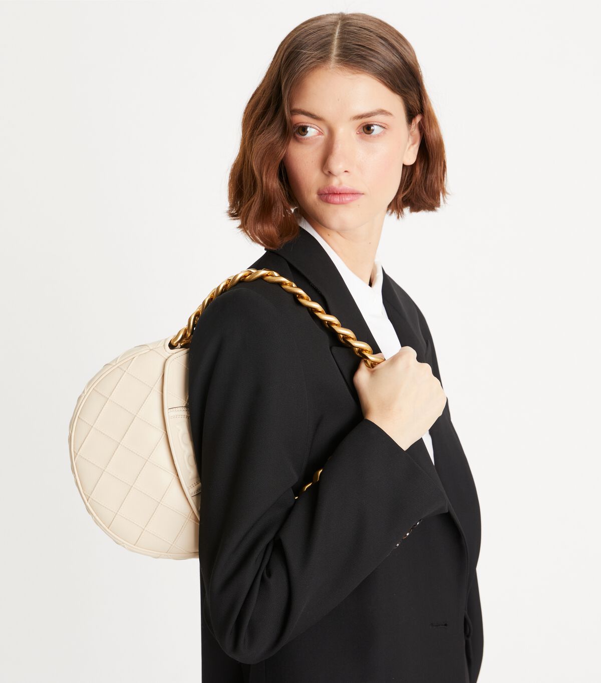 Tory Burch Cream Mini Fleming Soft Shoulder Bags