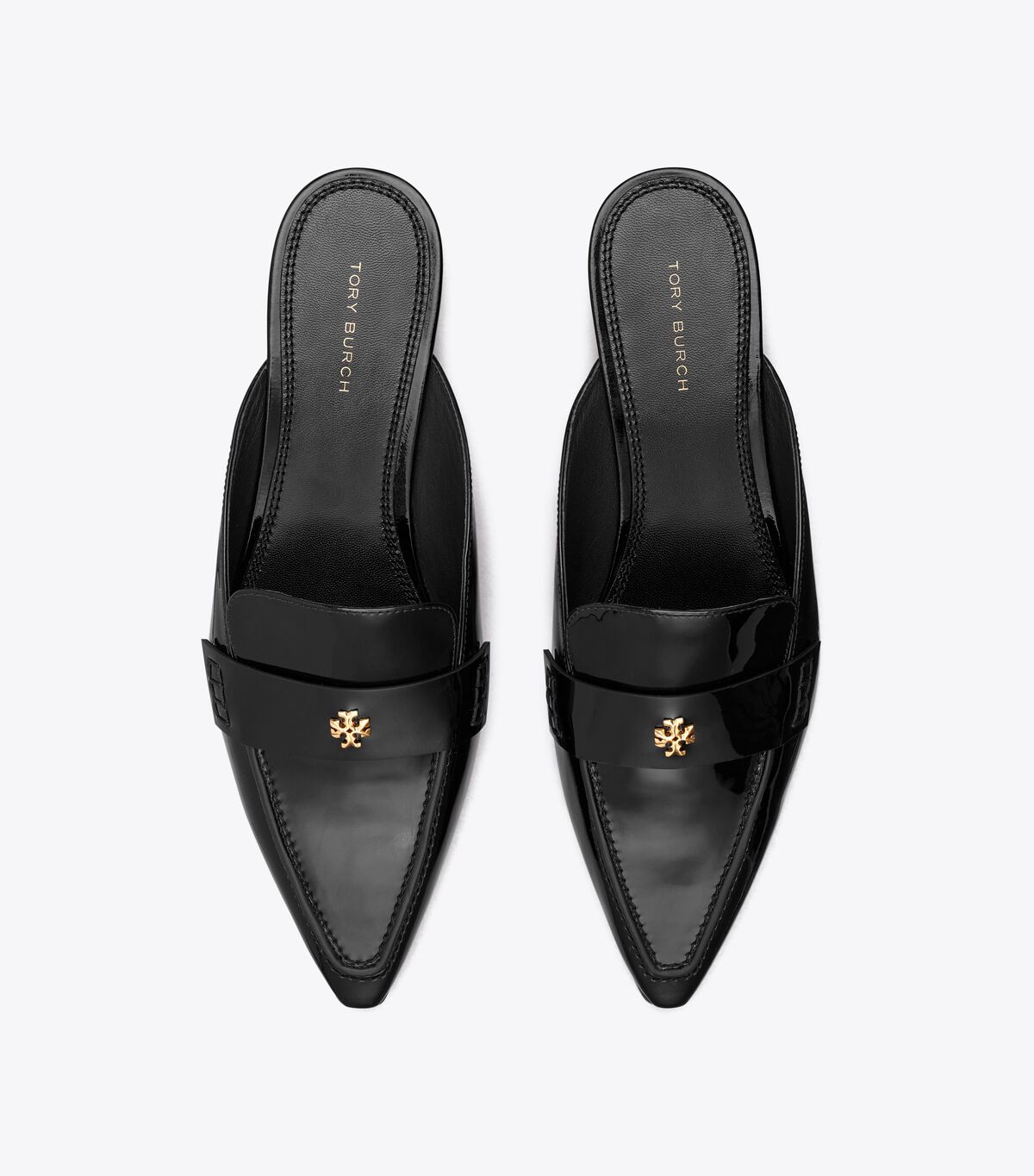Tory Burch Black Pointed Backless Loafers