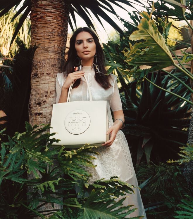 Tory Burch White Small Ella Bio Tote Bags