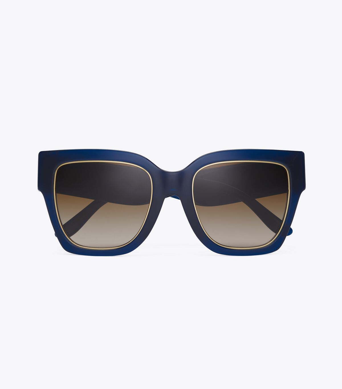 Tory Burch Navy Brown Kira Chevron Square Sunglasses