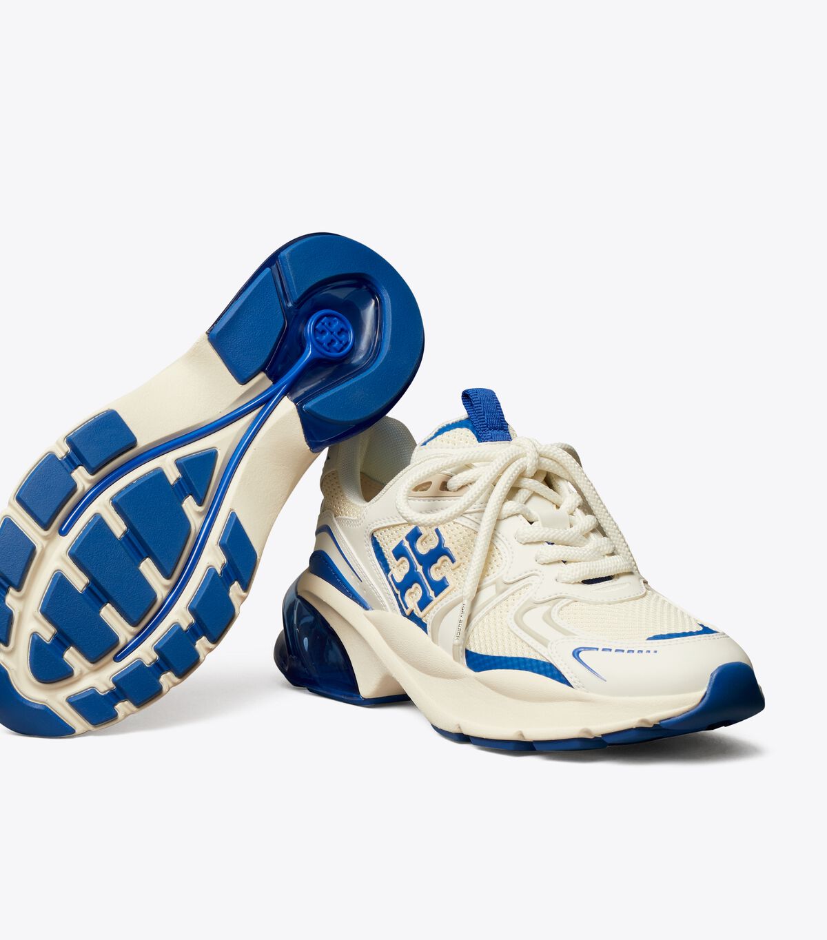 Tory Burch White / Blue Good Luck Tech Sneakers