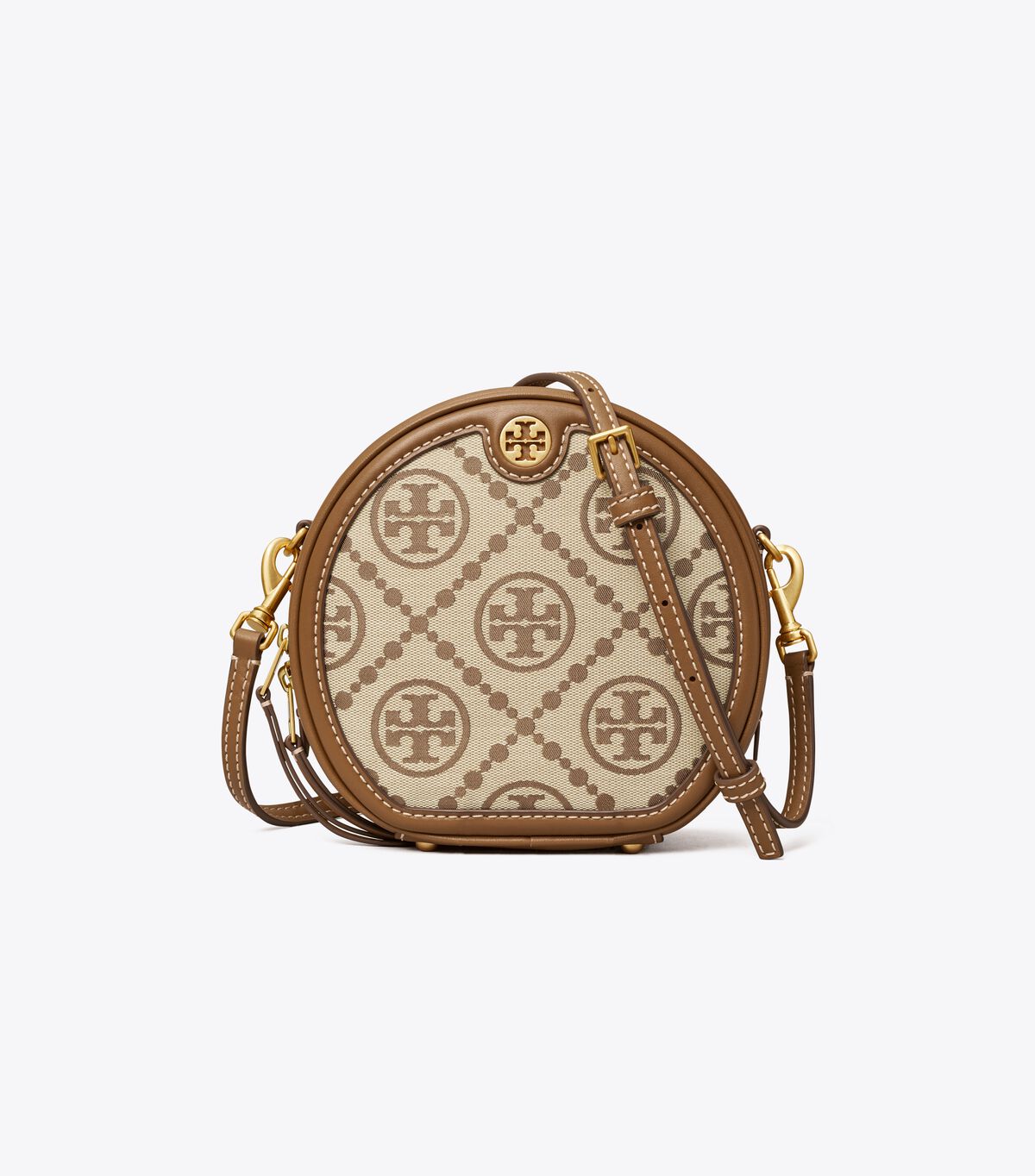 Tory Burch Brown T Monogram Jacquard Moon Crossbody Bags