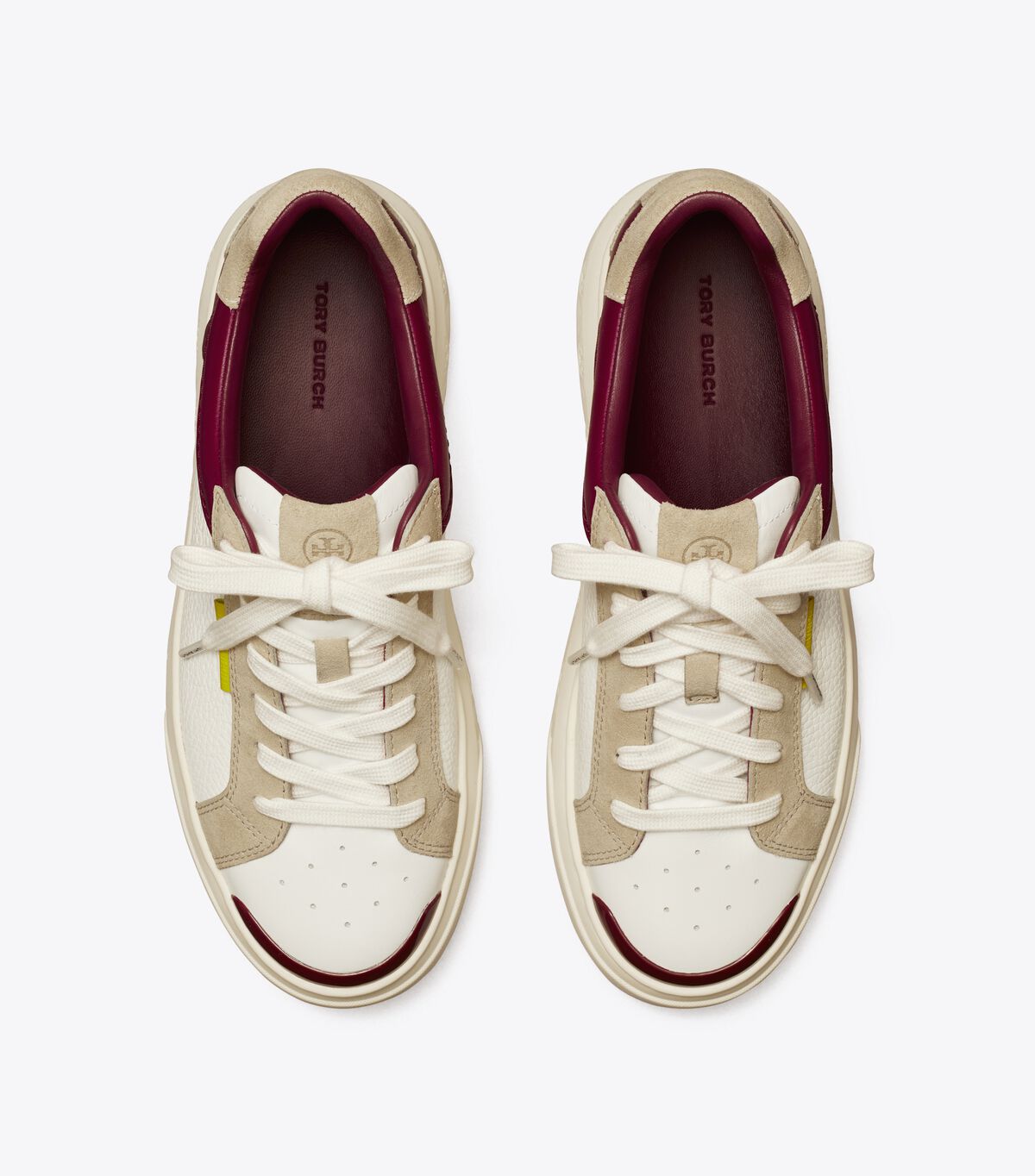 Tory Burch White / Burgundy Ladybug Sneakers