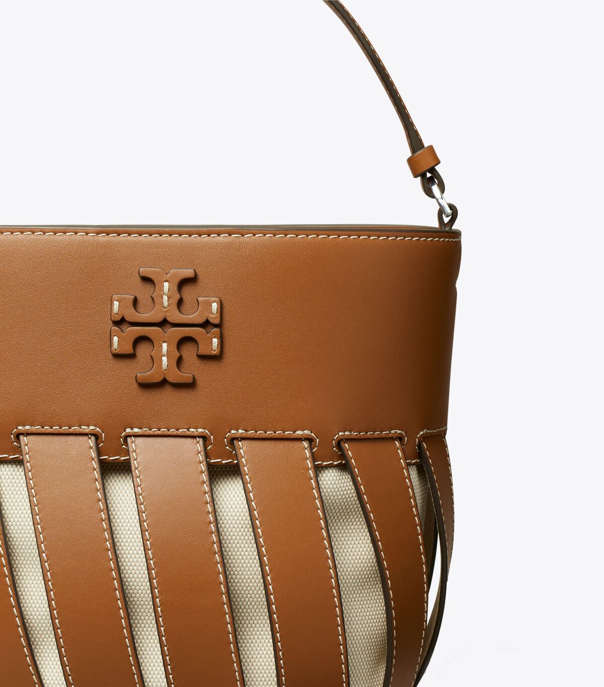 Tory Burch Brown Small Mcgraw Stripe Die-cut Bucket Bags