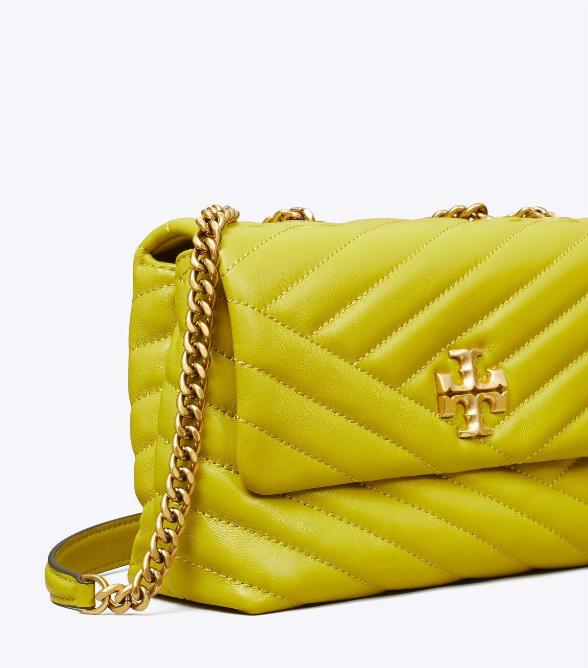 Tory Burch Yellow Green Small Kira Chevron Convertible Shoulder Bags