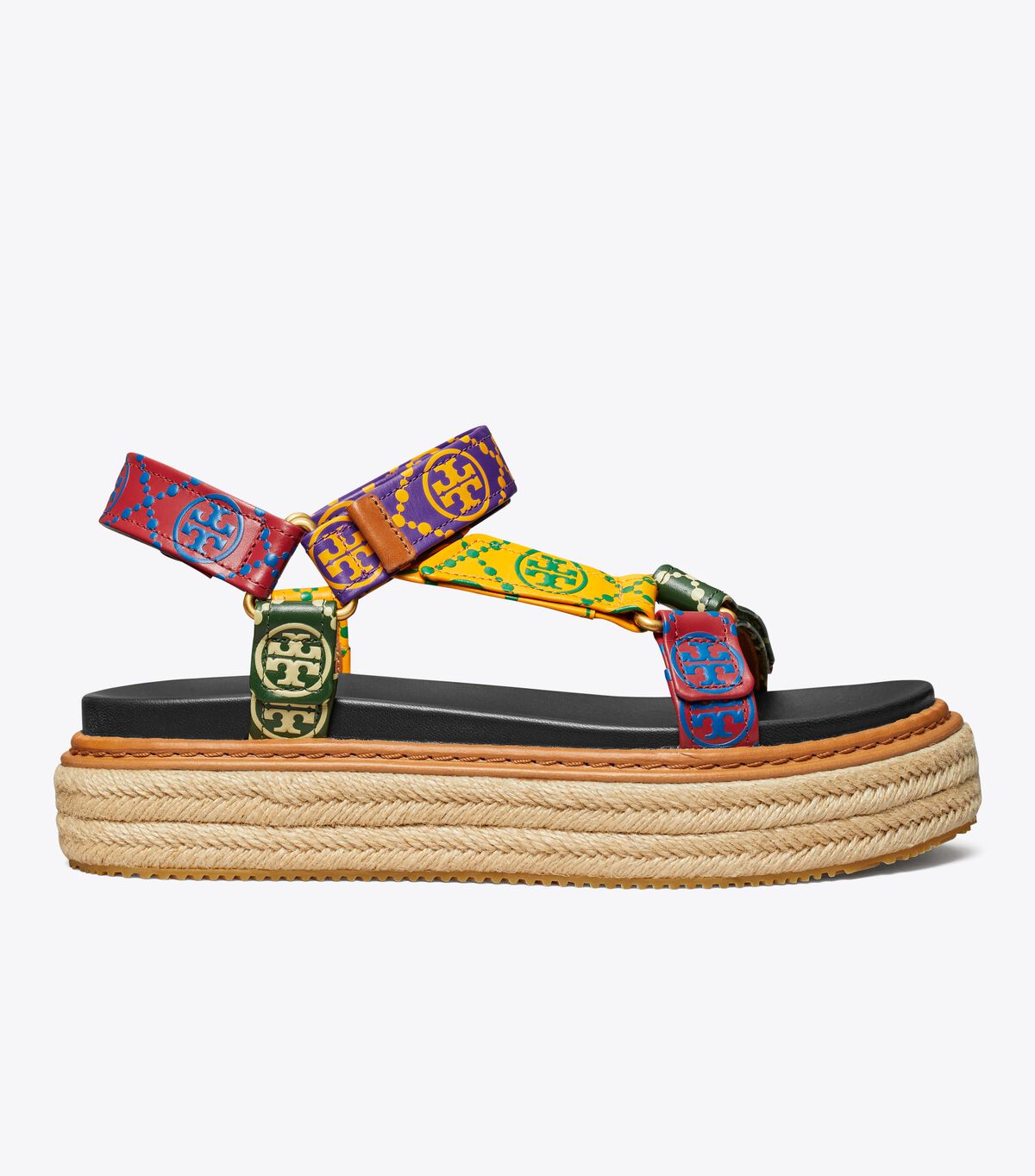 Tory Burch Brown T Monogram Rope Sandals