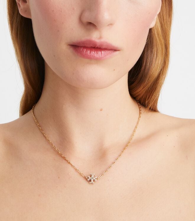 Tory Burch Gold Roxanne Chain Pavé Pendant Necklace