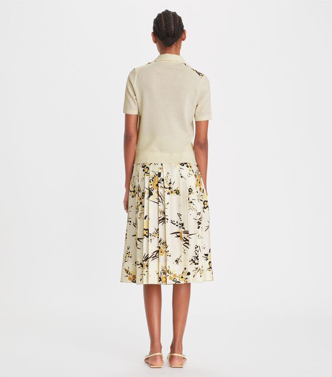 Tory Burch Cream Silk-front Polo Shirts