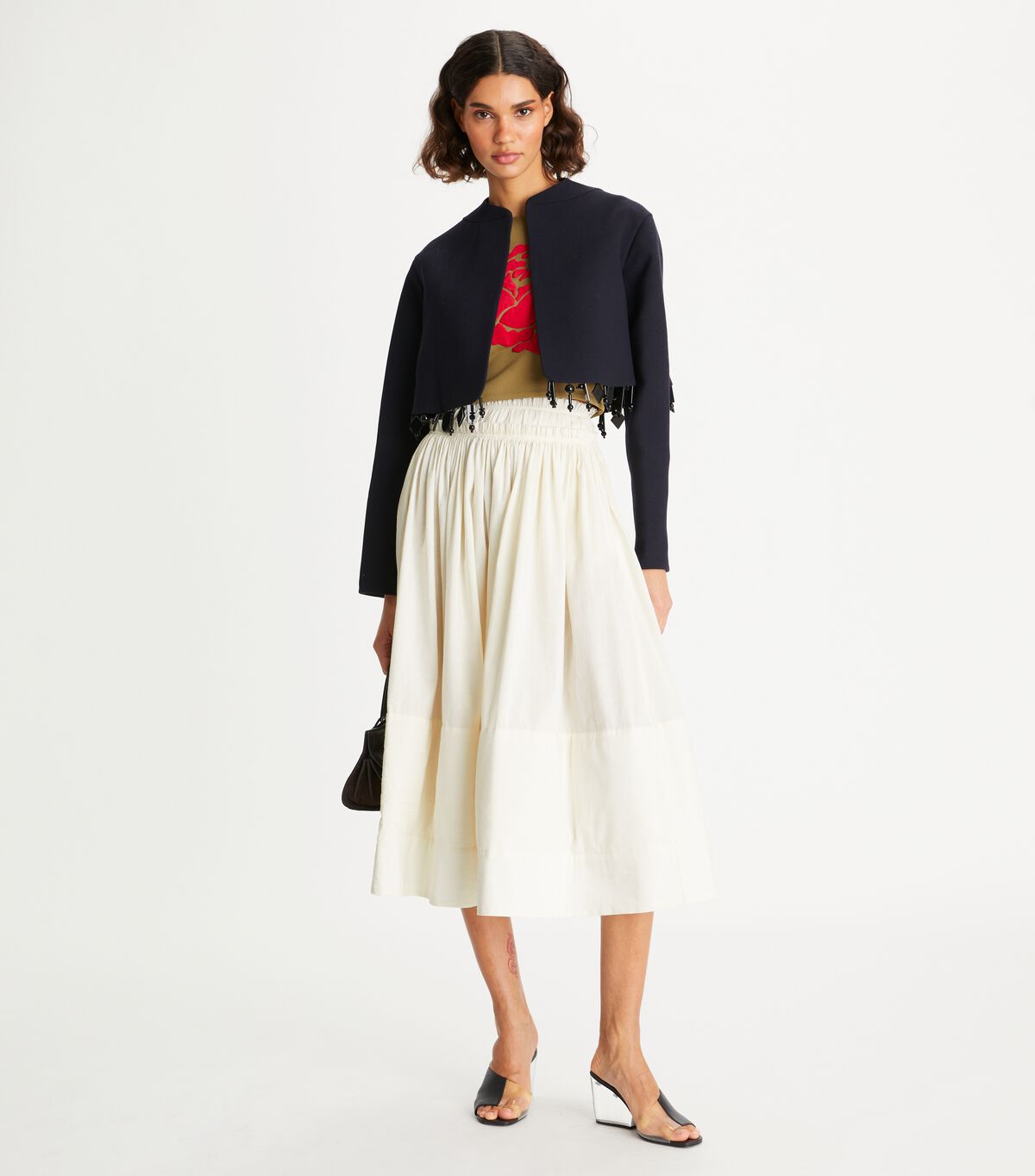 Tory Burch White Ruched Waist Skirts