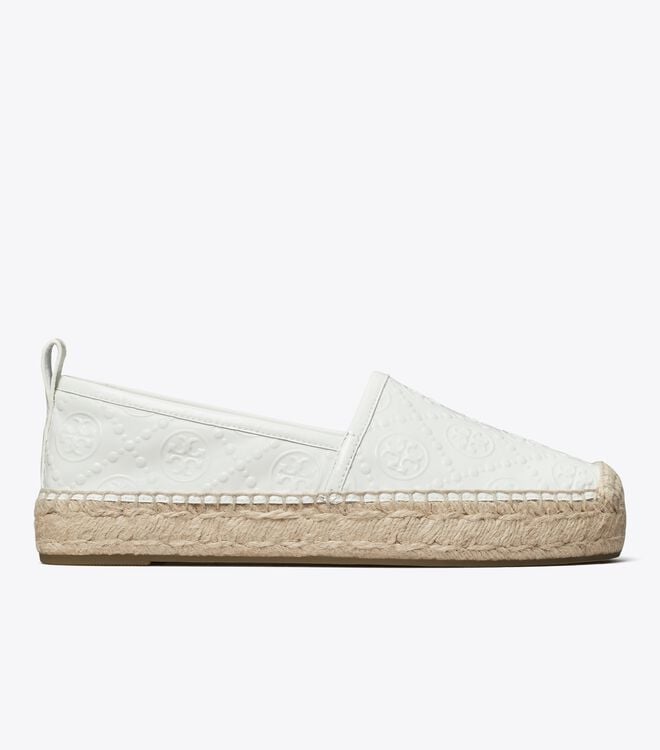 Tory Burch White T Monogram Platform Espadrille