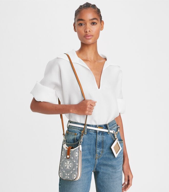 Tory Burch Blue T Monogram Denim Crossbody Bags