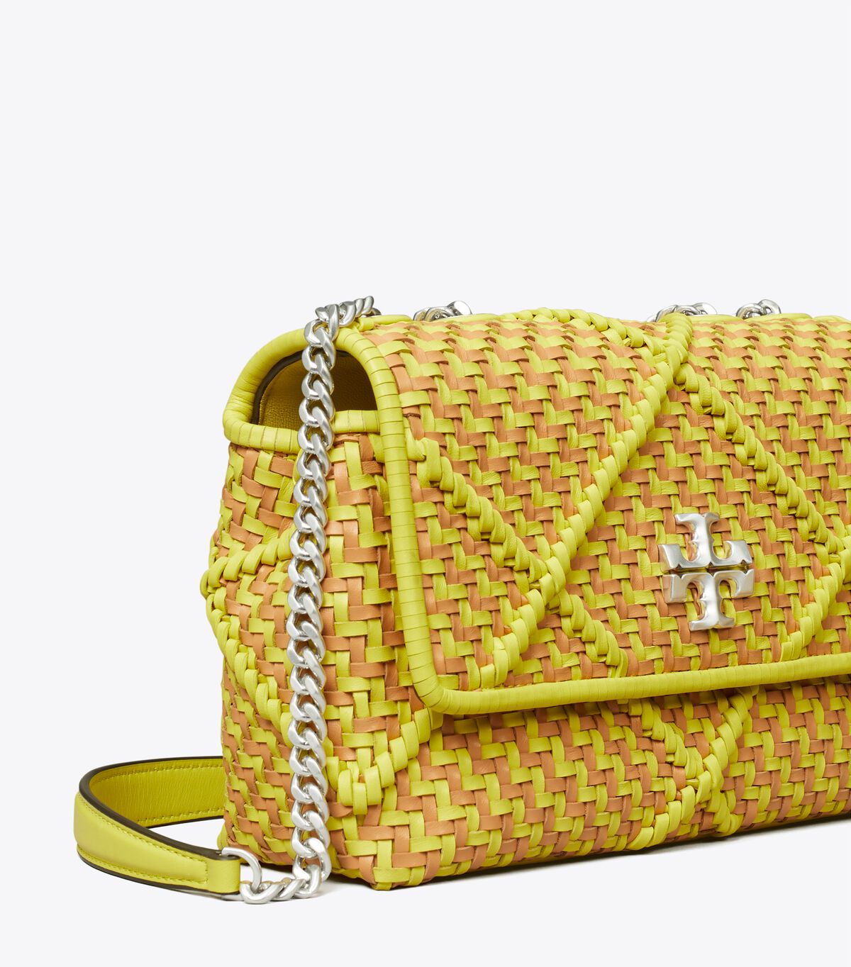 Tory Burch Dark Yellow Small Kira Diamond Woven Convertible Shoulder Bags
