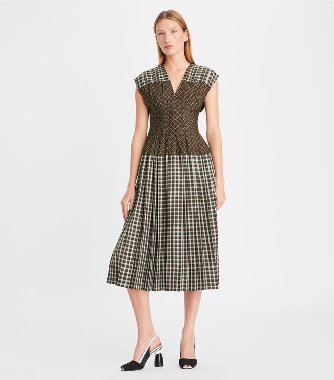 Tory Burch Blue Brown Silk Claire Mccardell Dress