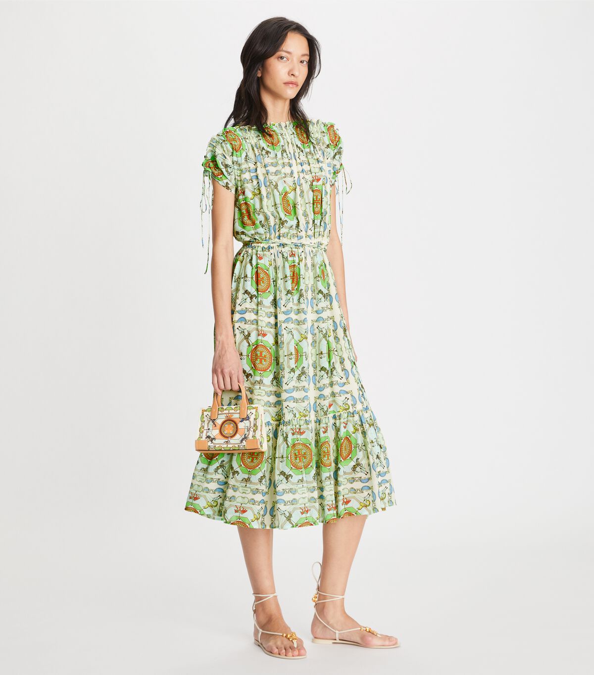 Tory Burch Green Printed Silk Dress