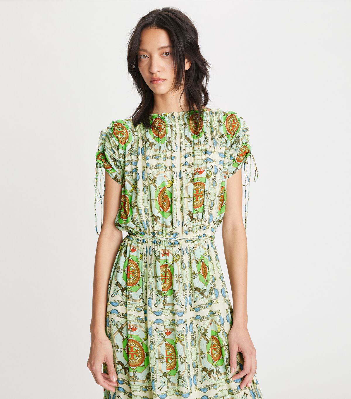 Tory Burch Green Printed Silk Dress
