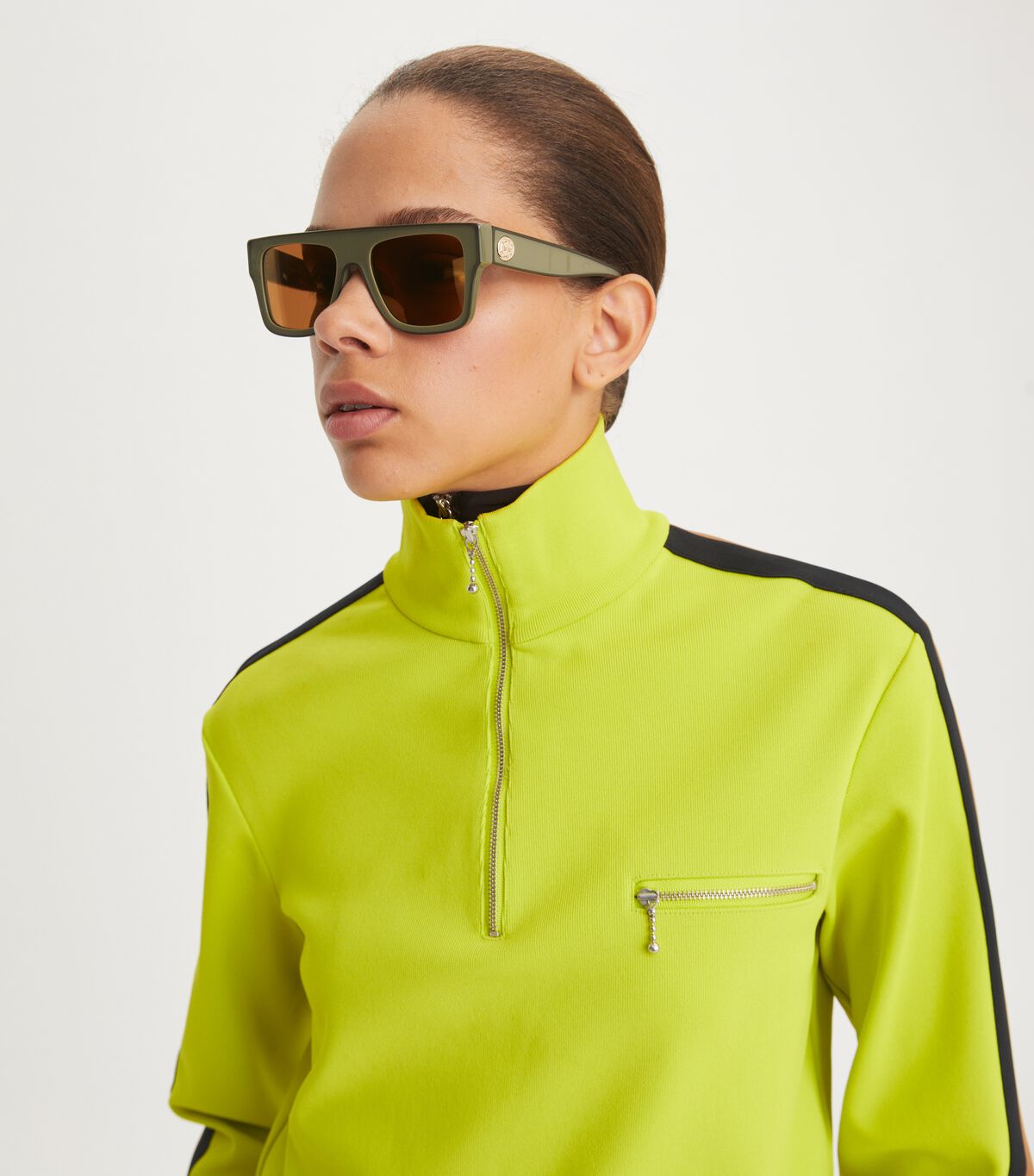 Tory Burch Brown Olive / Green Oversized Geometric Sunglasses