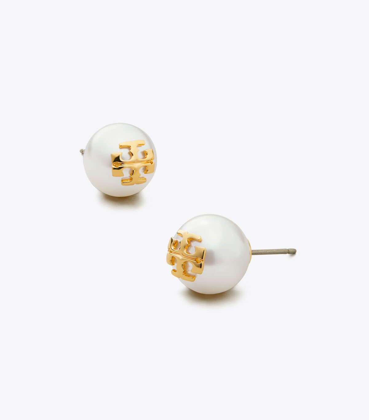 Tory Burch White / Gold Crystal-pearl Stud Earrings