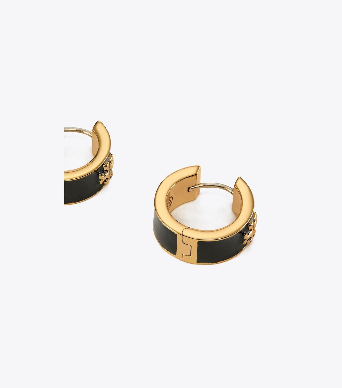 Tory Burch Gold / Black Kira Enamel Hoop Earrings