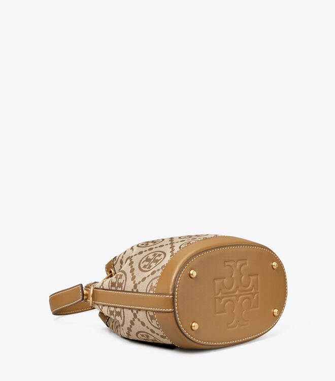 Tory Burch Brown T Monogram Jacquard Bucket Bags