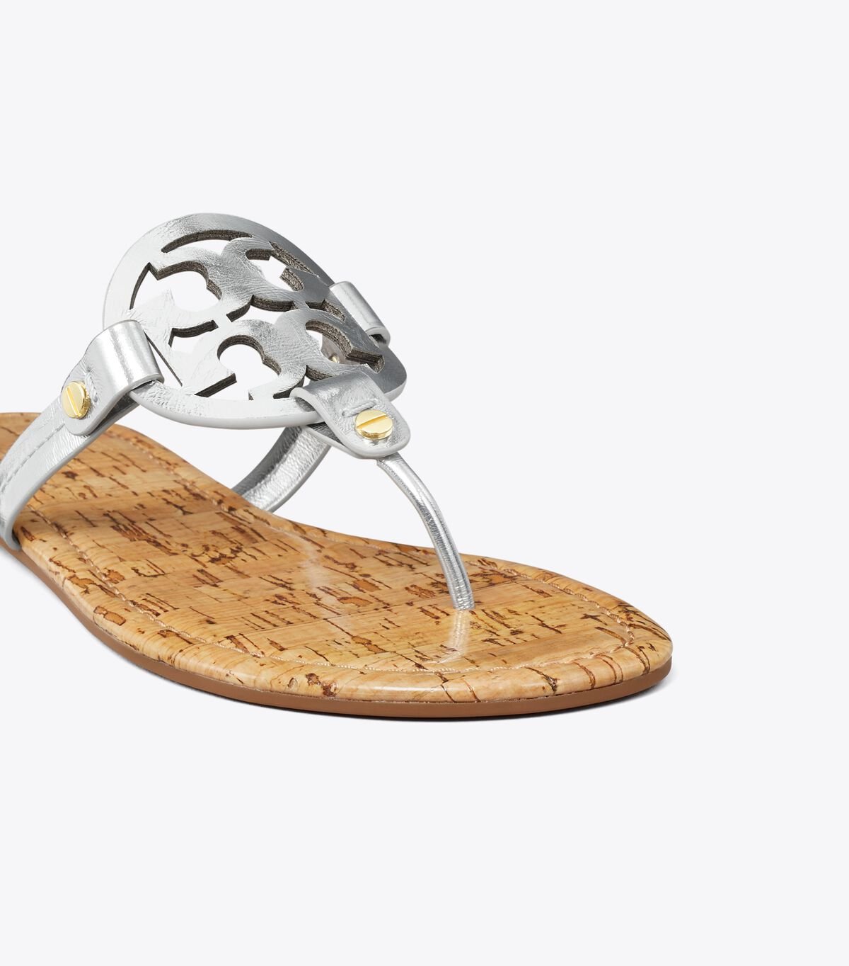 Tory Burch Silver / Beige Miller Leather Sandals