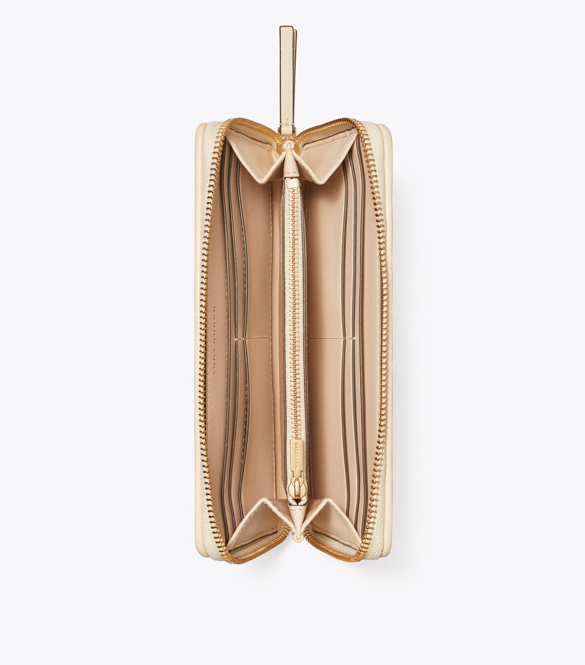 Tory Burch Cream Fleming Soft Zip Wallets