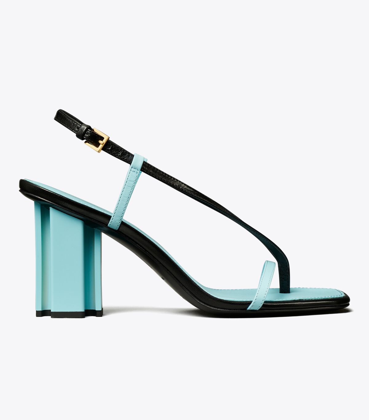 Tory Burch Black / Light Blue T Stamp Heels