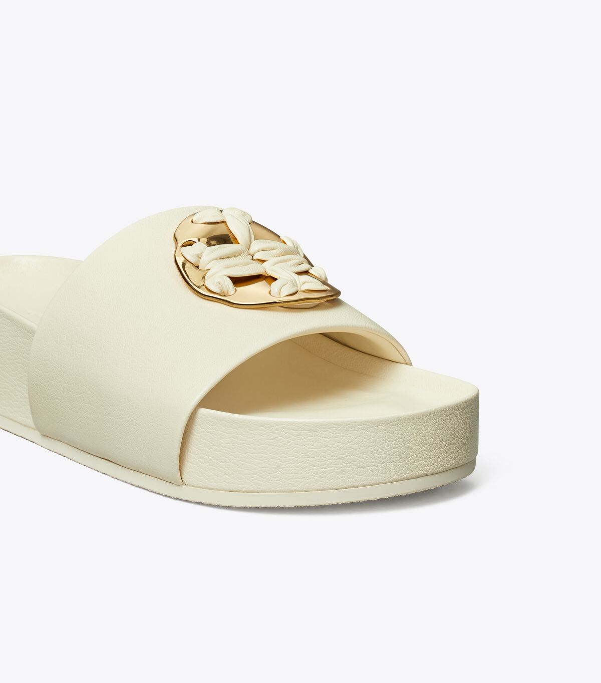 Tory Burch Light Cream Woven Double T Sandals