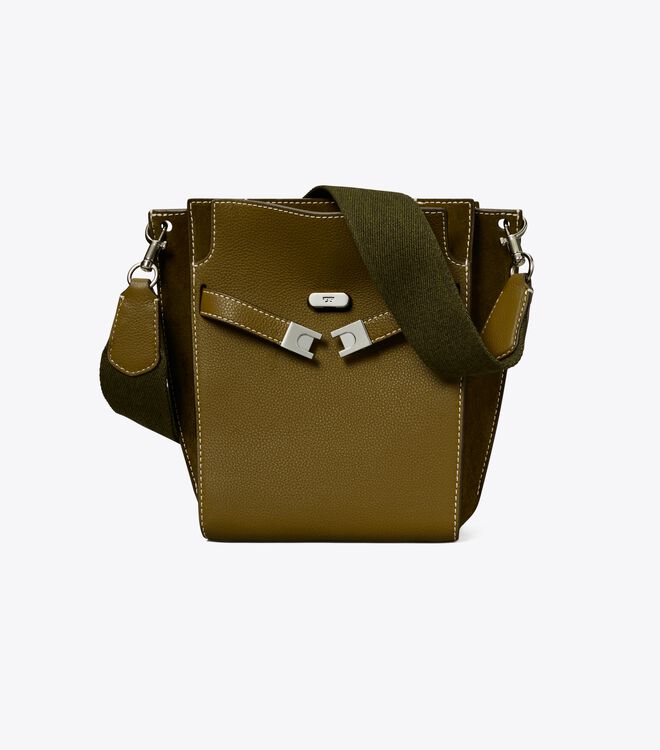 Tory Burch Deep Green Lee Radziwill Pebbled Double Bucket Bags