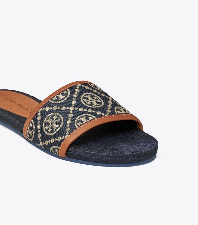 Tory Burch Navy / Brown T Monogram Espadrille