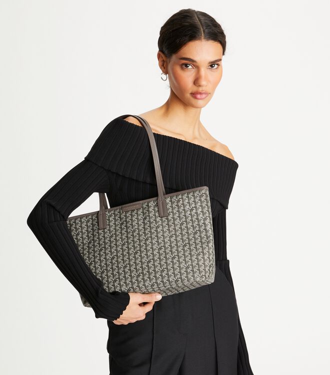 Tory Burch Grey Small Ever-ready Zip Tote Bags