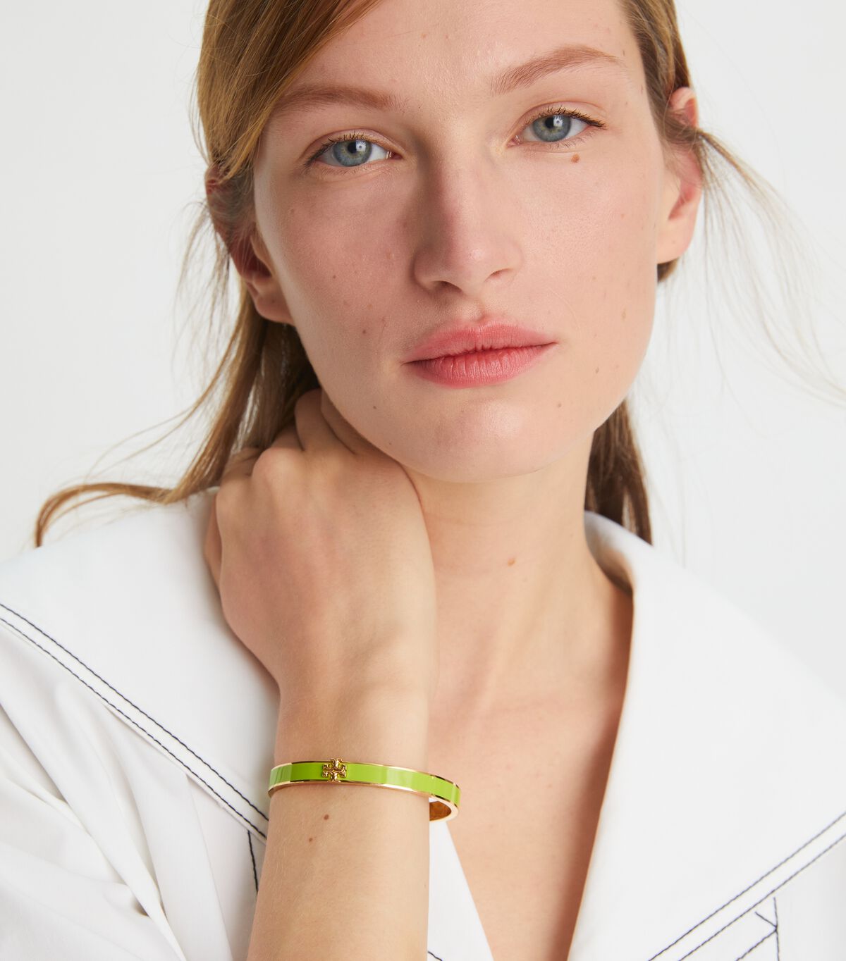 Tory Burch Gold / Deep Green Kira Enamel 7mm Bracelet