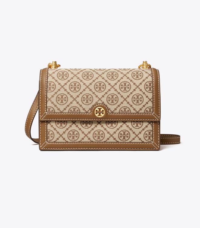 Tory Burch Brown Small T Monogram Shoulder Bags