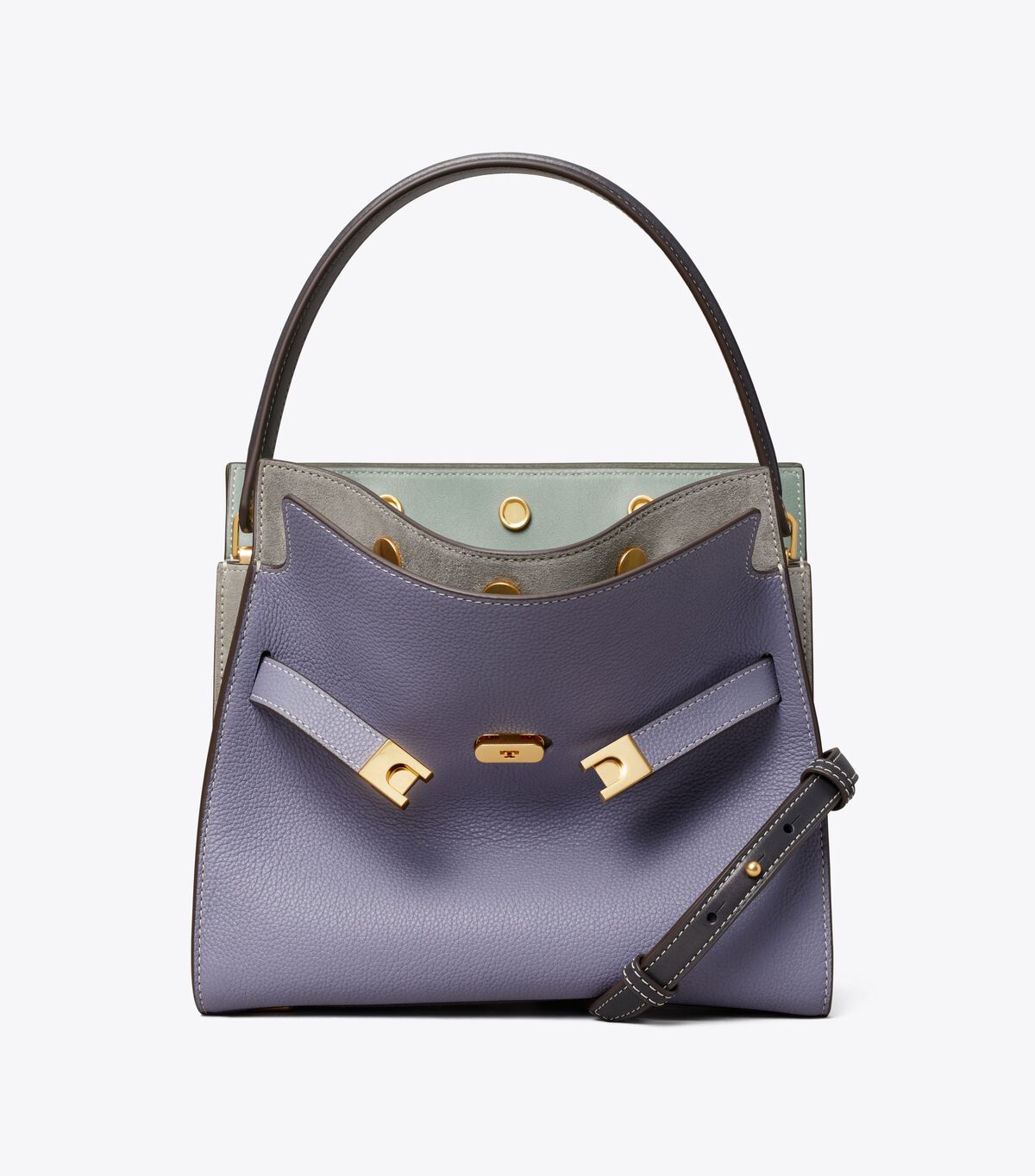 Tory Burch Light Purple Lee Radziwill Pebbled Small Satchel Bags