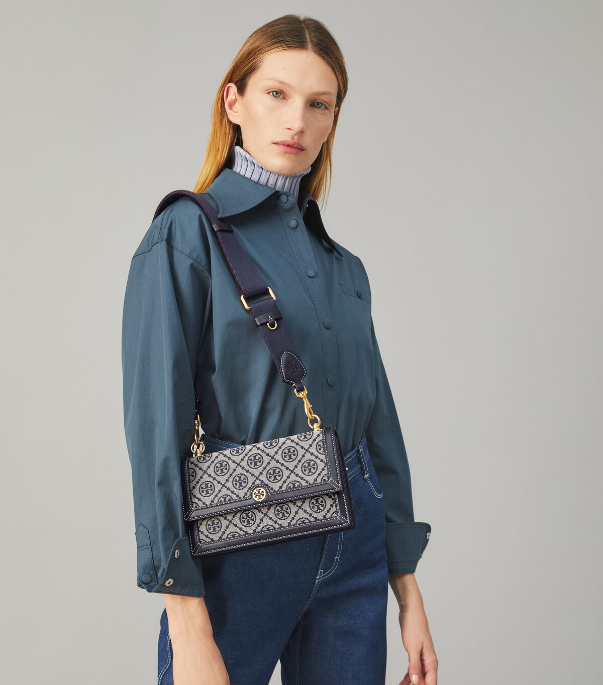 Tory Burch Navy T Monogram Mini Bag